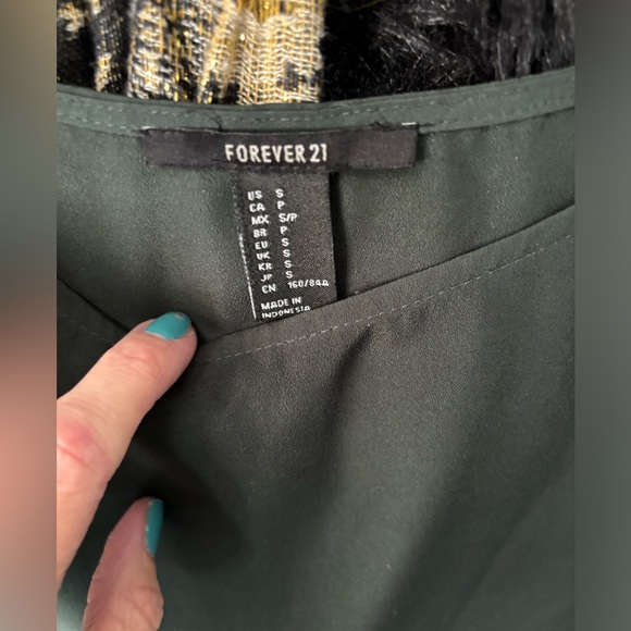 Olive Green Semi Sheer Top - Picture 5 of 6